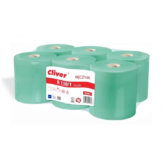 Ręcznik papiero 1W 130m CLIVER R130/1 ZIELONY 6rol -zdjęcie numer 1