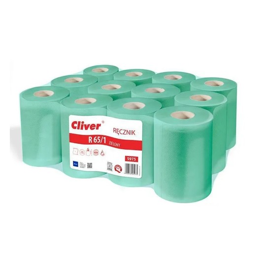 Ręcznik papierowy 1W 65m CLIVER ZIELONY 12rol -zdjęcie numer 1