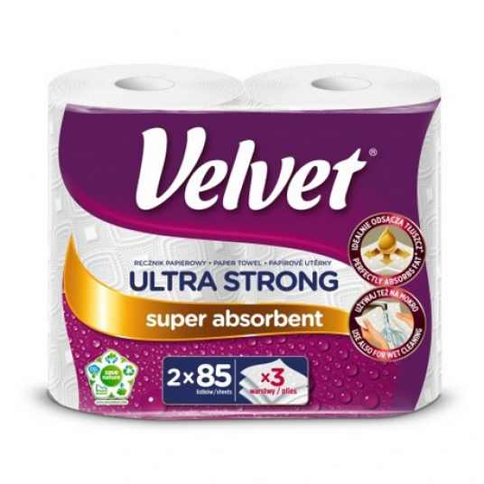 Ręcznik papierowy 3W VELVET STRONG 85list 2rol /9 -zdjęcie numer 1