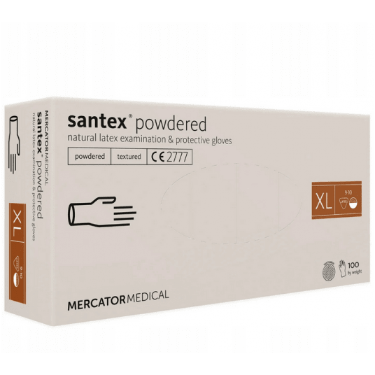 Rękawice lateksowe SANTEX 100szt roz XL pudrowane -zdjęcie numer 1