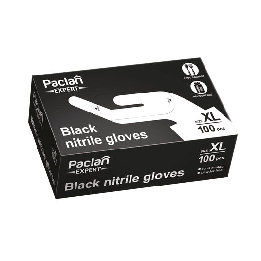 Rękawice nitryl PACLAN EXPERT CZARNE 100szt XL /10 -zdjęcie numer 1