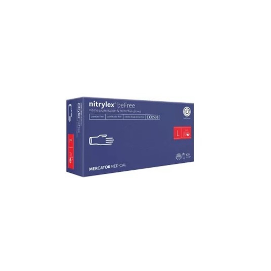 Rękawice nitrylex BASIC niebieskie 100szt L bezpud -zdjęcie numer 1