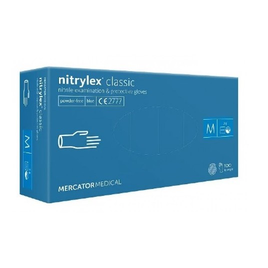 Rękawice nitrylex BASIC niebieskie 100szt M bezpud -zdjęcie numer 1