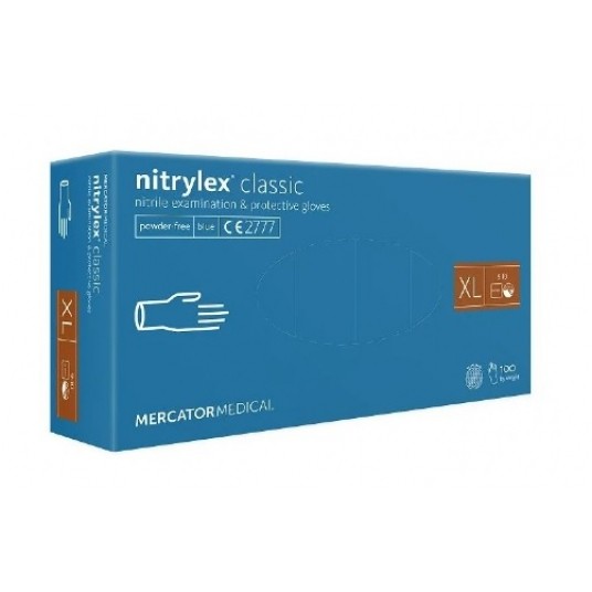 Rękawice nitrylex BASIC niebieskie 100szt XL bezpu -zdjęcie numer 1