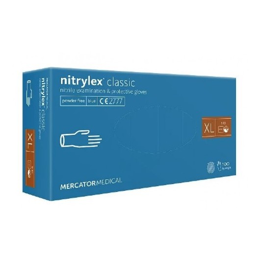Rękawice nitrylex BASIC niebieskie 100szt XL bezpu -zdjęcie numer 1