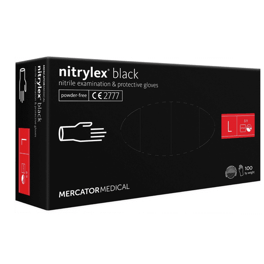 Rękawice nitrylex BLACK CZARNE bezpudrow 100szt L -zdjęcie numer 1