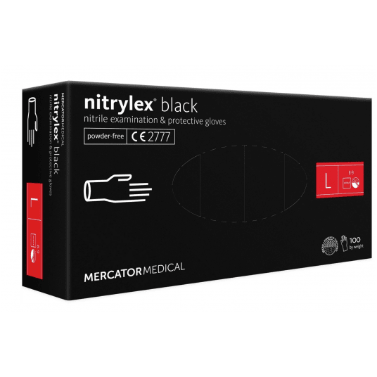 Rękawice nitrylex BLACK CZARNE bezpudrow 100szt L -zdjęcie numer 1