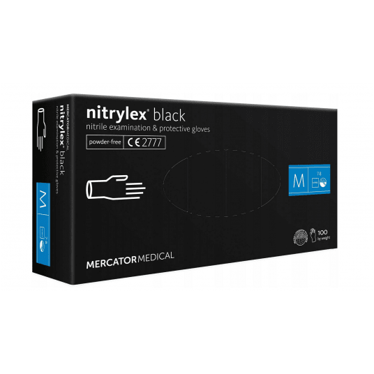 Rękawice nitrylex BLACK CZARNE bezpudrow 100szt M -zdjęcie numer 1