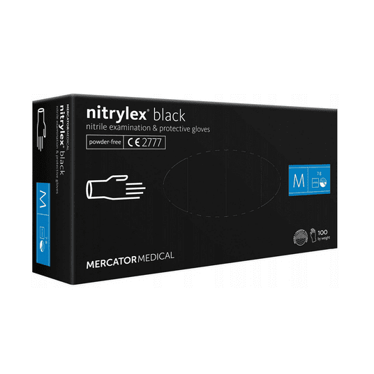 Rękawice nitrylex BLACK CZARNE bezpudrow 100szt M -zdjęcie numer 1