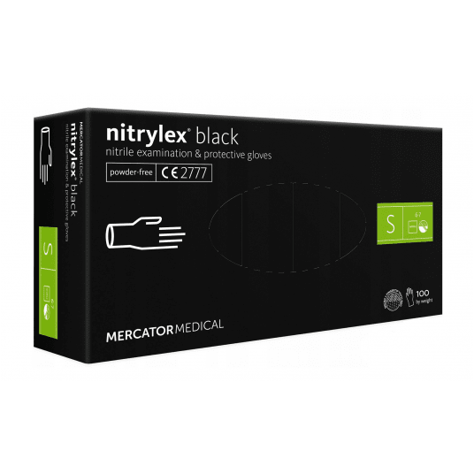 Rękawice nitrylex BLACK CZARNE bezpudrow 100szt S -zdjęcie numer 1