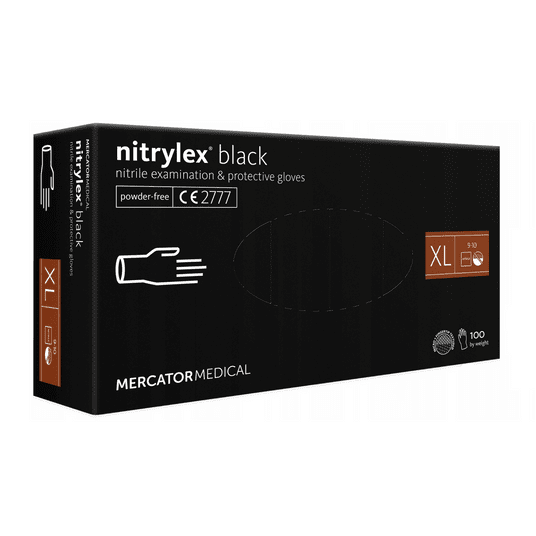 Rękawice nitrylex BLACK CZARNE bezpudrow 100szt XL -zdjęcie numer 1