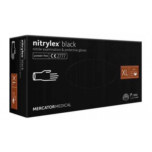 Rękawice nitrylex BLACK CZARNE bezpudrow 100szt XL -zdjęcie numer 1