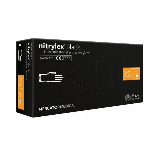 Rękawice nitrylex BLACK CZARNE bezpudrow 100szt XS -zdjęcie numer 1