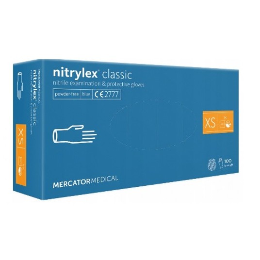 Rękawice nitrylex CLASSIC niebieskie bez 100szt XS -zdjęcie numer 1