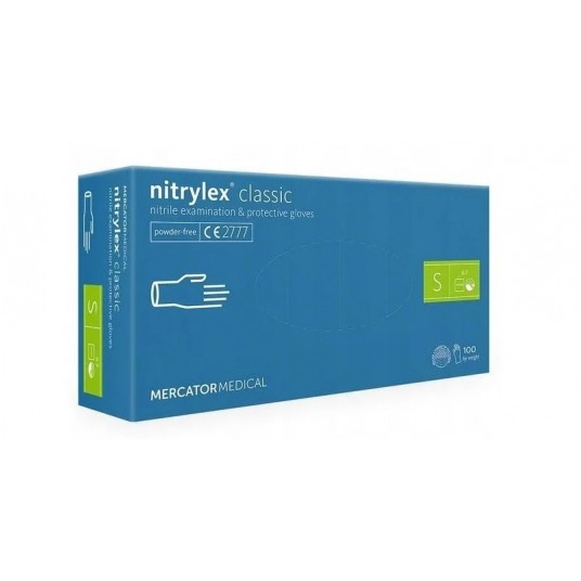 Rękawice nitrylex CLASSIC niebieskie bezp 100szt S -zdjęcie numer 1