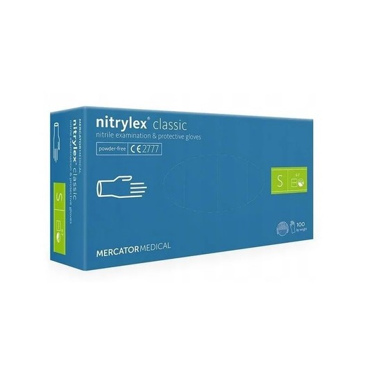 Rękawice nitrylex CLASSIC niebieskie bezp 100szt S -zdjęcie numer 1