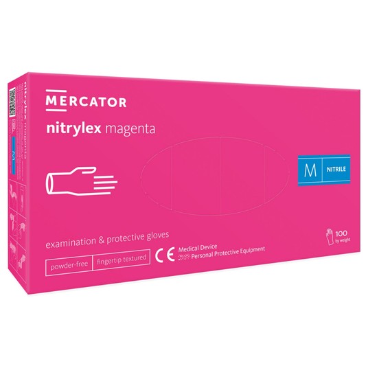 Rękawice nitrylex MAGENTA bezpudr 100szt M -zdjęcie numer 1