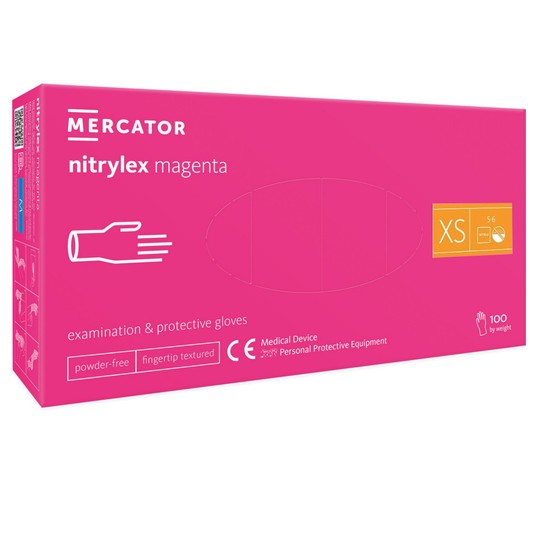 Rękawice nitrylex MAGENTA bezpudr 100szt XS -zdjęcie numer 1