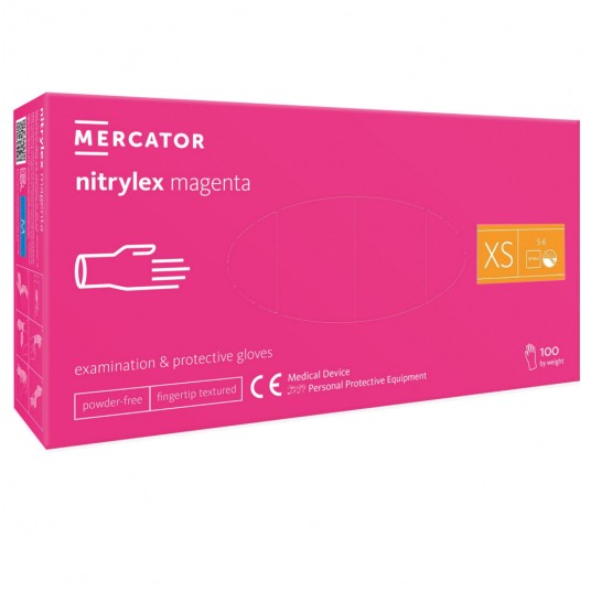Rękawice nitrylex MAGENTA bezpudr 100szt XS -zdjęcie numer 1