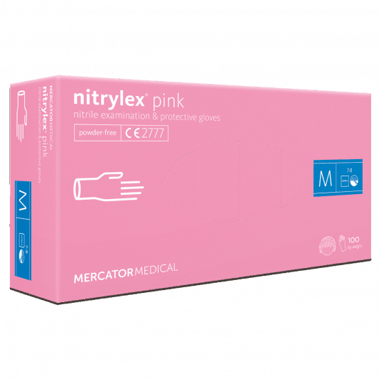Rękawice nitrylex PINK bezpudrowe 100szt M -zdjęcie numer 1