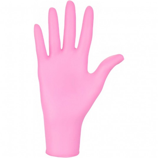 Rękawice nitrylex PINK bezpudrowe 100szt M -zdjęcie numer 2