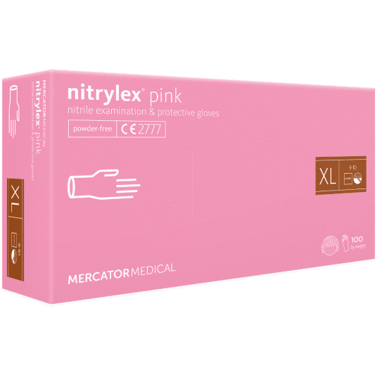 Rękawice nitrylex PINK bezpudrowe 100szt XL -zdjęcie numer 1