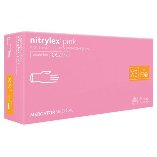 Rękawice nitrylex PINK bezpudrowe 100szt XS -zdjęcie numer 1