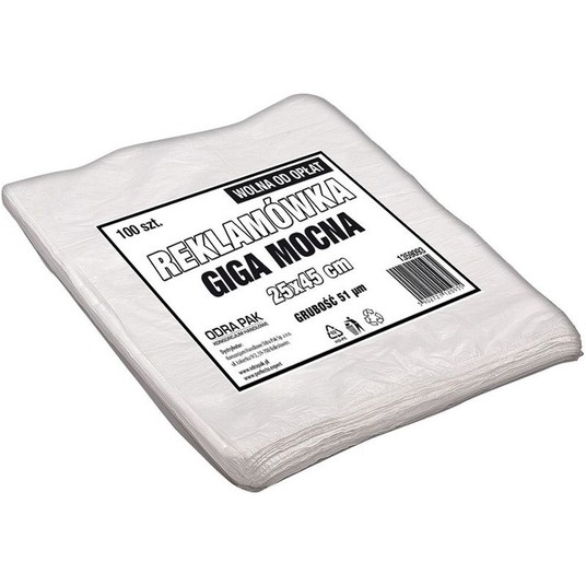 Reklamówka LDPE 25x45cm GIGA MOCNA BIAŁA 100szt /5 -zdjęcie numer 1