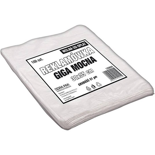 Reklamówka LDPE 30x55cm GIGA MOCNA BIAŁA 100szt /5 -zdjęcie numer 1