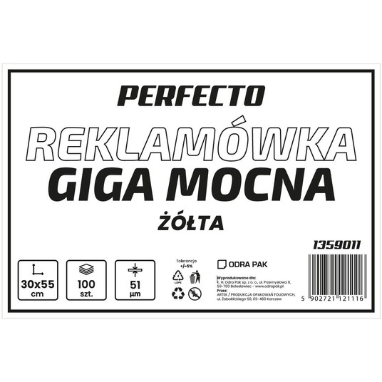 Reklamówka LDPE 30x55cm GIGA MOCNA ŻÓŁTA 100szt /5 -zdjęcie numer 2
