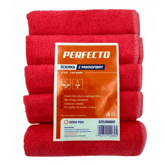 Ścierka mikrofibra 30x30 220g PERFECTO czerwo 5szt -zdjęcie numer 1