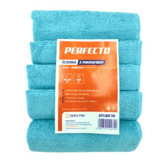 Ścierka mikrofibra 30x30 220g PERFECTO niebie 5szt -zdjęcie numer 1