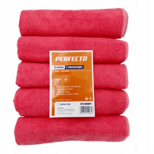 Ścierka mikrofibra 40x40 220g PERFECTO czerwo 5szt -zdjęcie numer 1