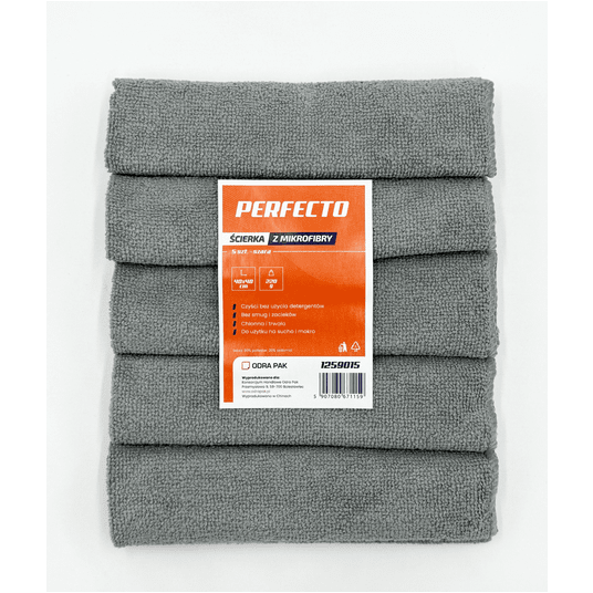 Ścierka mikrofibra 40x40 220g PERFECTO szara 5szt -zdjęcie numer 1