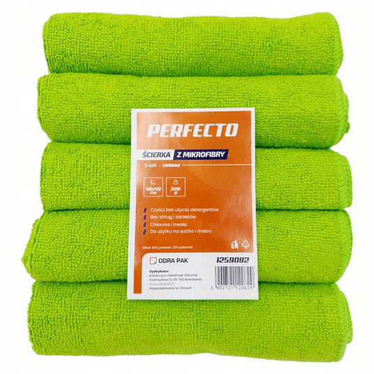 Ścierka mikrofibra 40x40 220g PERFECTO zielon 5szt -zdjęcie numer 1