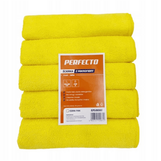 Ścierka mikrofibra 40x40 220g PERFECTO żółta 5szt -zdjęcie numer 1