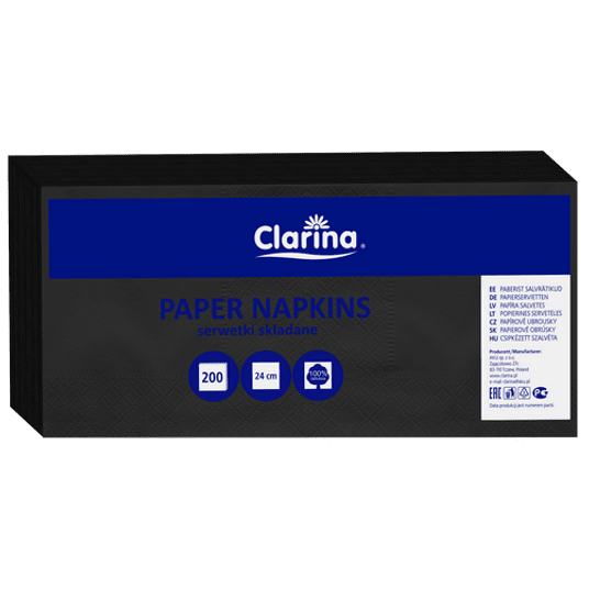 Serwetka 24x24 2W CLARINA 200szt CZARNA /12 -zdjęcie numer 1