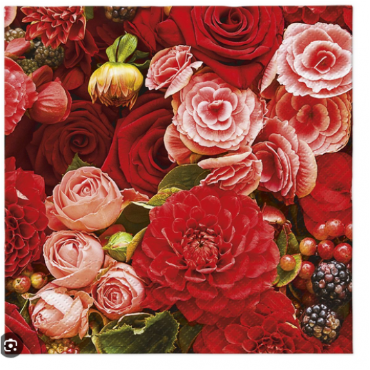 Serwetka 33x33 wzór 3W RED BOUGUET 20szt /12 -zdjęcie numer 1