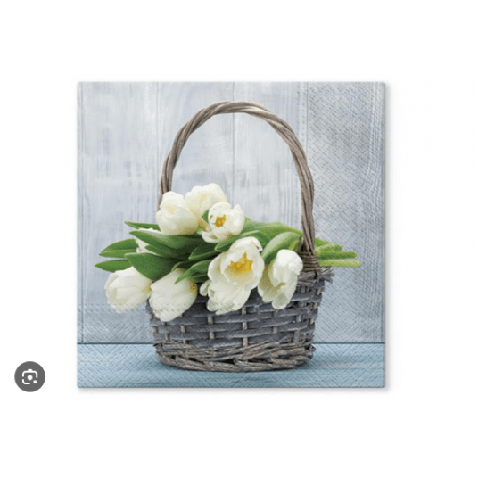Serwetka 33x33 wzór 3W TULIPS IN BASKET 20szt /12 -zdjęcie numer 1