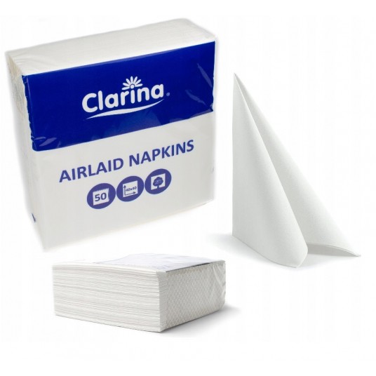 Serwetka 40x40 CLARINA AIRLAID 1W 50szt BIAŁA -zdjęcie numer 1