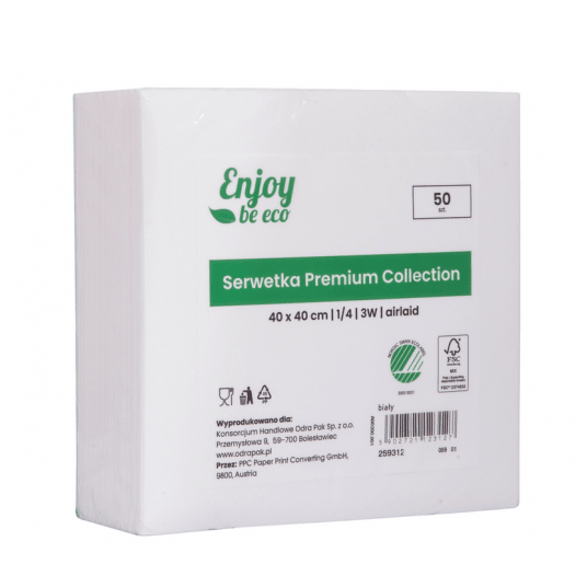 Serwetka 40x40 ENJOY Airlaid+ 3W BIAŁA 50szt /5 -zdjęcie numer 2