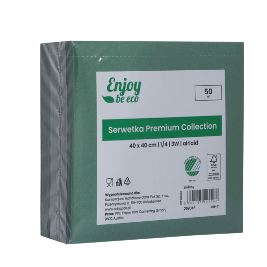 Serwetka 40x40 ENJOY Airlaid+ 3W CI ZIELONA 50szt -zdjęcie numer 2