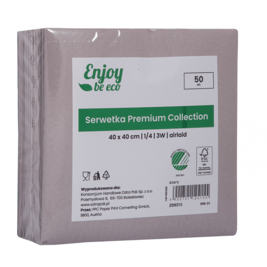 Serwetka 40x40 ENJOY Airlaid+ 3W SZARA 50szt /5 -zdjęcie numer 2