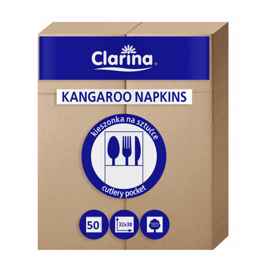 Serwetka kangurek CLARINA ECO BRĄZ 2W 32x38 50szt -zdjęcie numer 2