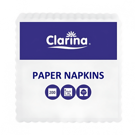 Serwetka ząbkowana 15x15 CLARINA 200szt BIAŁA /60 -zdjęcie numer 1
