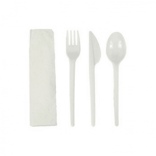 SET BIAŁE Serwetka + widelec + noż + łyżka 350szt -zdjęcie numer 1