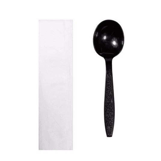 SET CZARNY Serwetka + łyżka 250szt REUSE -zdjęcie numer 1