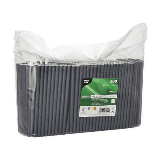Słomka papierowa 7x150mm CZARNA 500szt /8 -zdjęcie numer 2