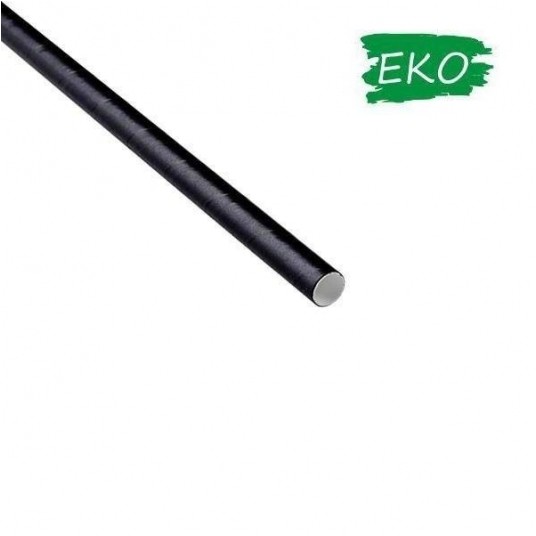 Słomka papierowa 8x200mm CZARNA 150szt/21 -zdjęcie numer 1