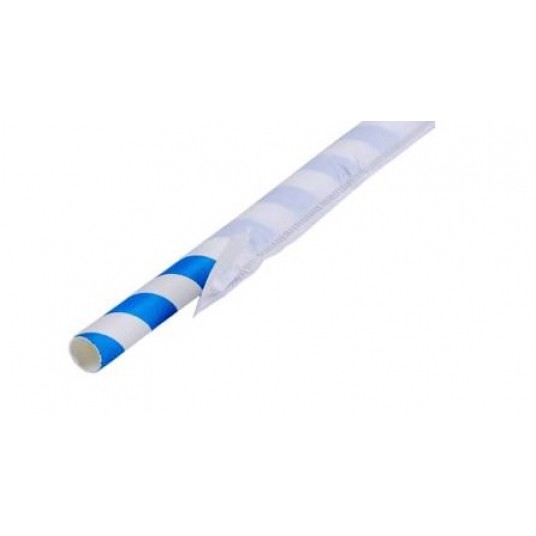 Słomka papierowa ETUI 8x197mm PASK NIEBIESKA 200sz -zdjęcie numer 1